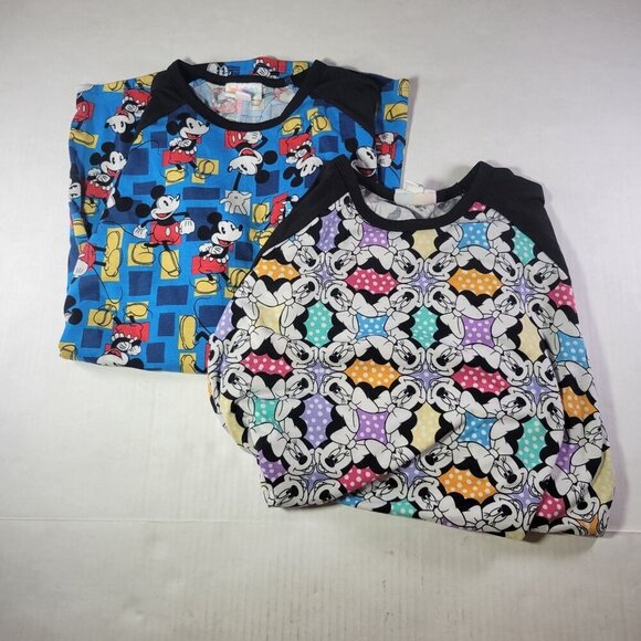 Set of 2Disney Mickey & Minnie Mouse LuLaRoe Raglan Shirts Size Small - Picture 1 of 16